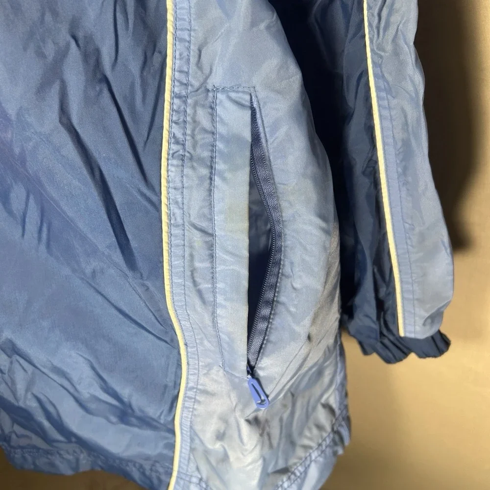 Vintage Nike Windbreaker Track Jacket Blue Big Spellout Logo Youth Size M 8-10